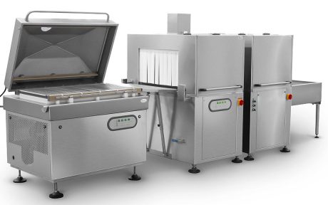 Produktionslinie mit Einkammer-Vakuummaschine im Fleisch- & Schlachtbetrieb